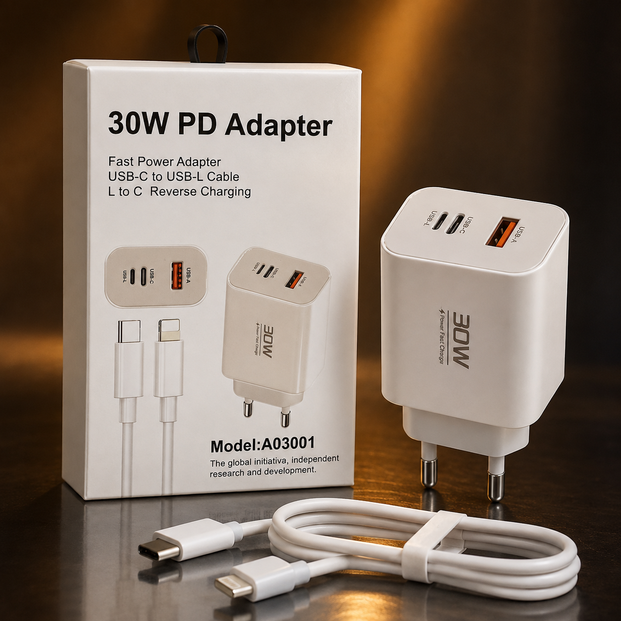 30W PD Adaptateur 3 en 1